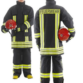 Doppelter Jacken-Feuerwehrmann-Anzugs-schwarze/Leuchtstofffarbwasserdichte Schicht